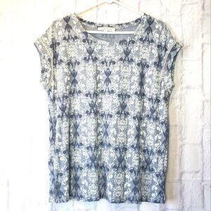 ROSE & OLIVE Tapestry-look Cap Sleeve Tee Large